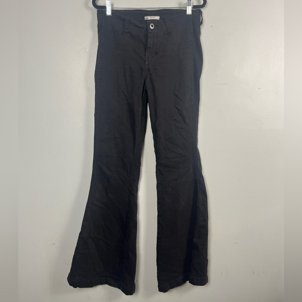 Free people black flare wide bell bottom size 28 stretchy jeans